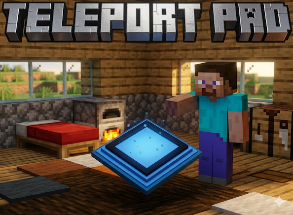 طريقة الصنع والربط بين بلاطات التنقل الآني Teleport Pad في مودات ماين كرافت بدروك للجوال